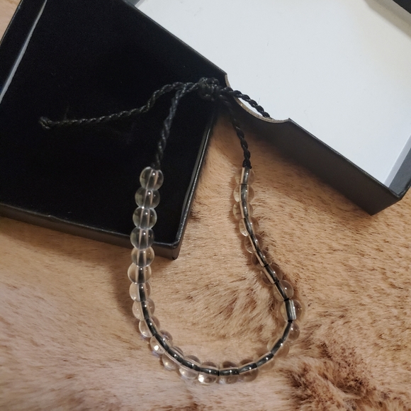 New Ocean Glass Bead & Cord Bracelet (Blac… - Picture 2 of 14